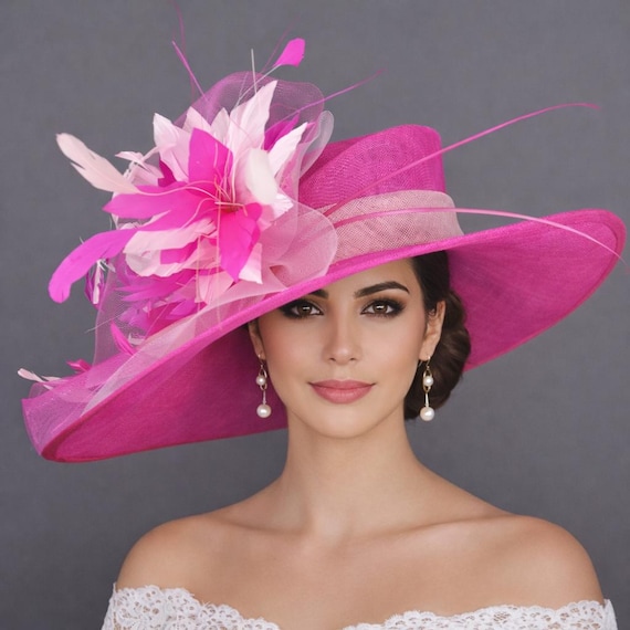 Vintage Pastel Pink Derby Church Hat Tulle Kentucky Derby Hat, off White Pink Large Rose Easter Hat  main image 3