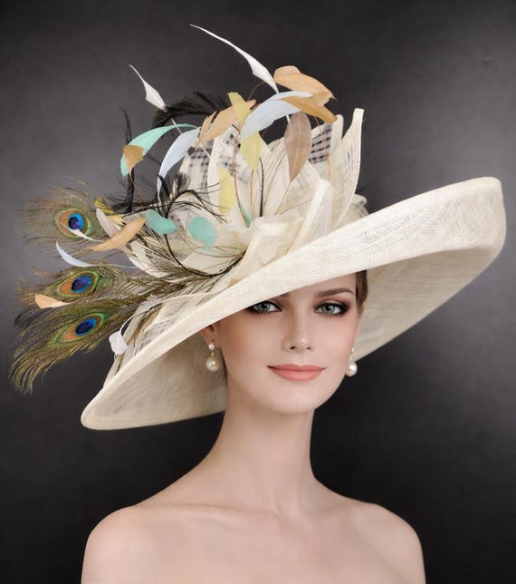 Kentucky derby wide brim hat feathers Natural Fibers Fifi Fascinator - Vibrant Two-Tone Lightweight Kentucky  main image 4