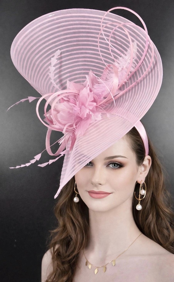 New Kentucky Derby Hat Elegant Pink Sinamay Bow Royal Ascot KY Oaks Fascinator kentucky derby hat fascinator bright pink sinamay base w  main image 2