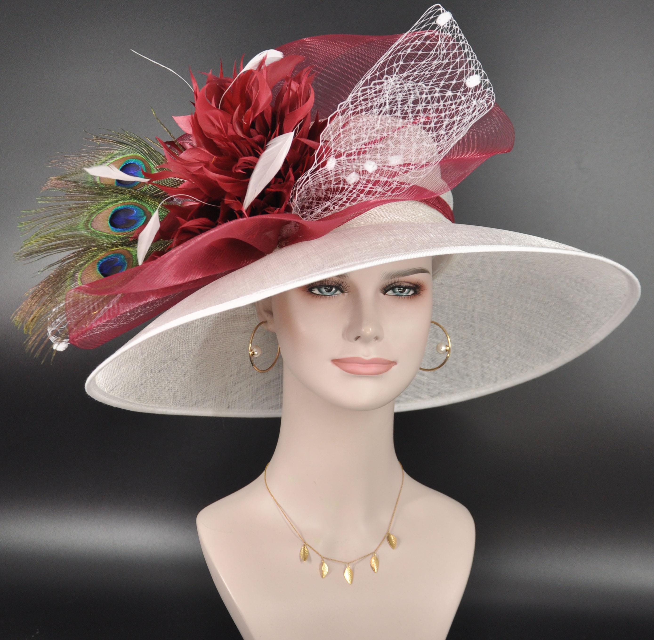 Maroon Wide Brim Hat - Etsy Israel display picture 1