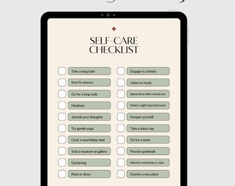 Self-Care Checklist Printable | Daily Wellness Tracker (Digital Download)