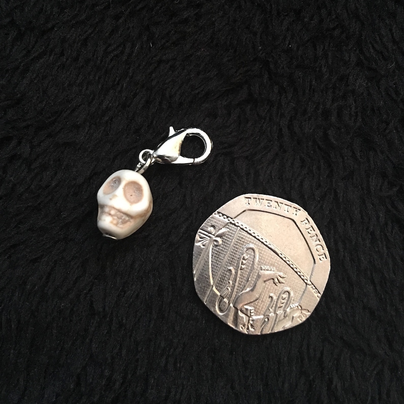 purse 80p UK P/&P Handmade 3D day if the dead skull bracelet charm clip silver sugar skull pendant clip for zips pets collar jewellery la