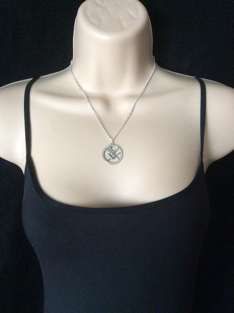 80p UK P/&P handmade inspired Mockingjay *SET* earrings and necklace silver bird arrow UK Seller