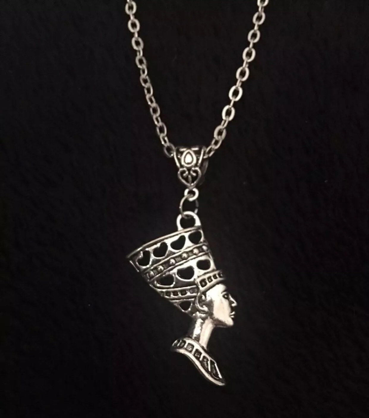 Handmade Nefertiti necklace 22inch fine chain silver egypt god Etsy