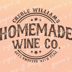 Creole Williams Homemade Wine 90s Country Dust on the Bottle Design File JPEG, PNG für Shirts, Aufkleber, Cricut, Silhouette