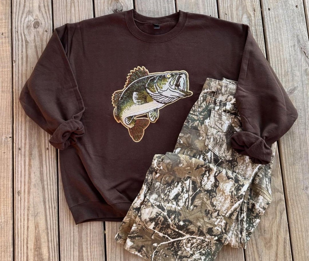 Bass Fishing Bait Pattern Print Women Crewneck Sweatshirt