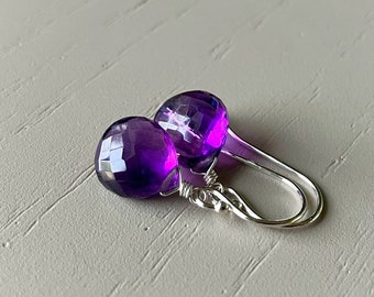 Purple Amethyst Earrings // Minimalist Earrings Jewelry // February Birthstone Earrings // Bohemian Gemstone Jewelry