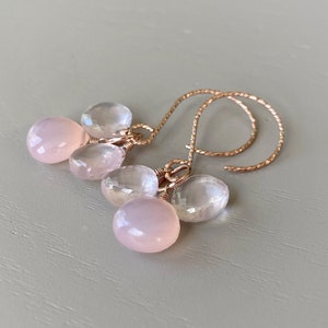 Rose Quartz Gemstone Earrings // Pink Chalcedony Gemstone Earrings // Pink Color Pop // Bohemian Jewelry