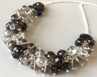 Smoky Quartz Necklace // Statement Necklace // Shaded Gemstone Jewelry // Ombré Necklace