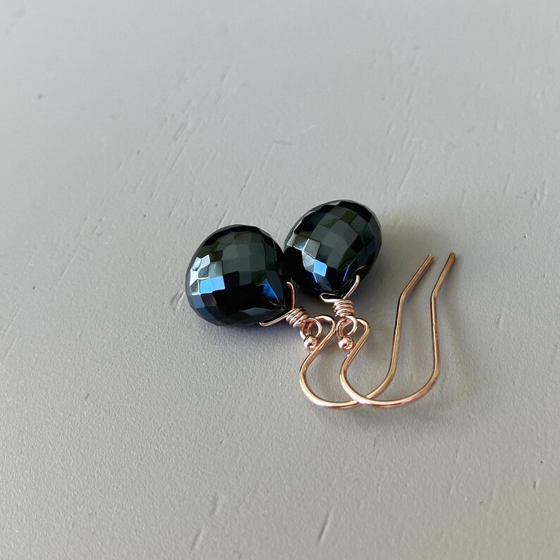 Black Spinel Earrings: 14k Rose Gold Filled Gemstone Jewelry image 2