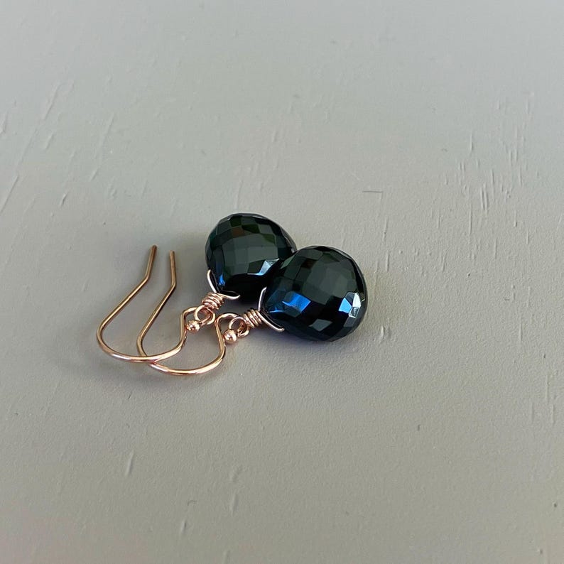 Black Spinel Earrings: 14k Rose Gold Filled Gemstone Jewelry image 8