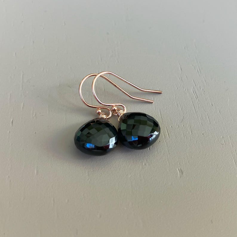 Black Spinel Earrings: 14k Rose Gold Filled Gemstone Jewelry image 4