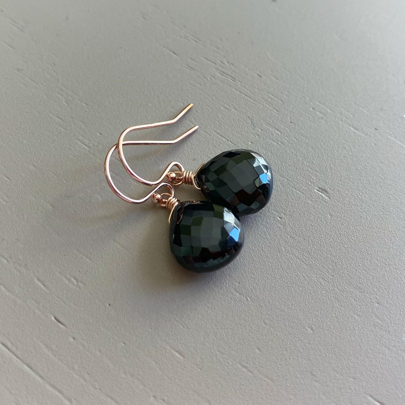 Black Spinel Earrings: 14k Rose Gold Filled Gemstone Jewelry image 6