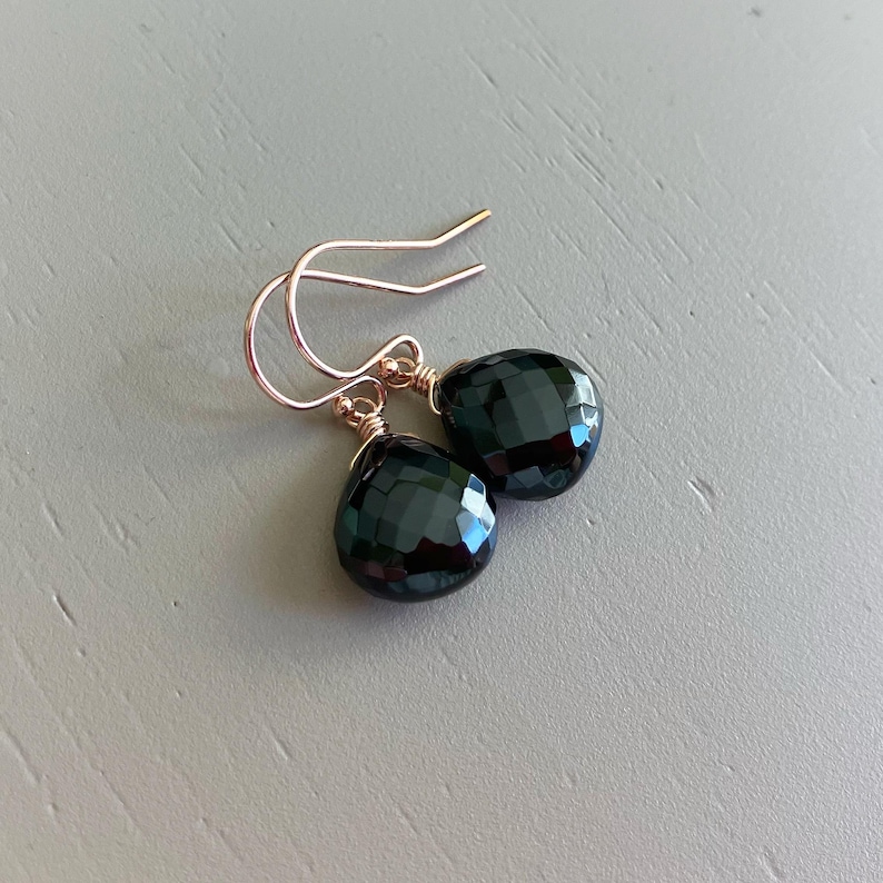 Black Spinel Earrings: 14k Rose Gold Filled Gemstone Jewelry image 1