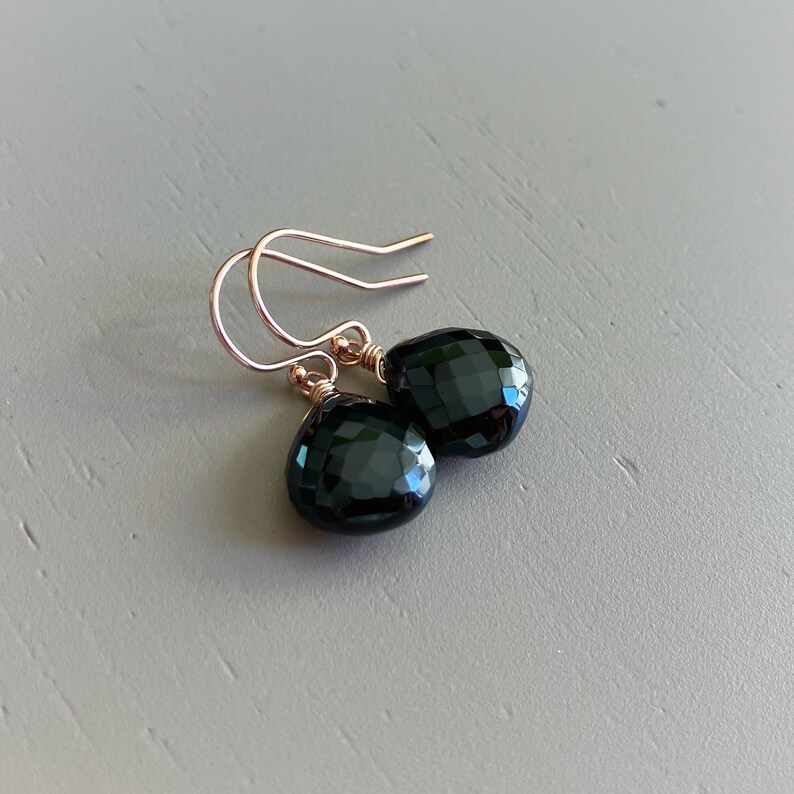 Black Spinel Earrings: 14k Rose Gold Filled Gemstone Jewelry image 5