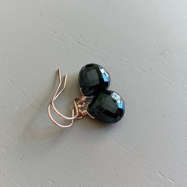 Black Spinel Earrings: 14k Rose Gold Filled Gemstone Jewelry image 7