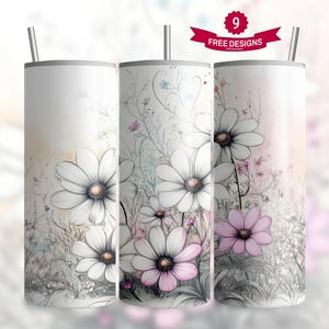 Floral Tumbler Wrap, Watercolor Flower, 20oz Skinny Tumbler Wrap Sublimation PNG, Seamless Floral Wrap, Instant Download, DIGITAL ONLY