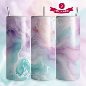 Abstract Pastel Digital Tumbler Wrap 20oz, Marble Watercolor Digital Sublimation PNG, Alcohol Ink 20oz Skinny Tumbler Design, DIGITAL ONLY