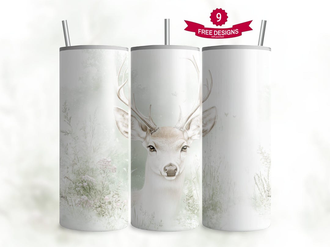 Watercolor Deer Tumbler Wrap, Whimsical Forest 20 Oz Skinny Sublimation ...