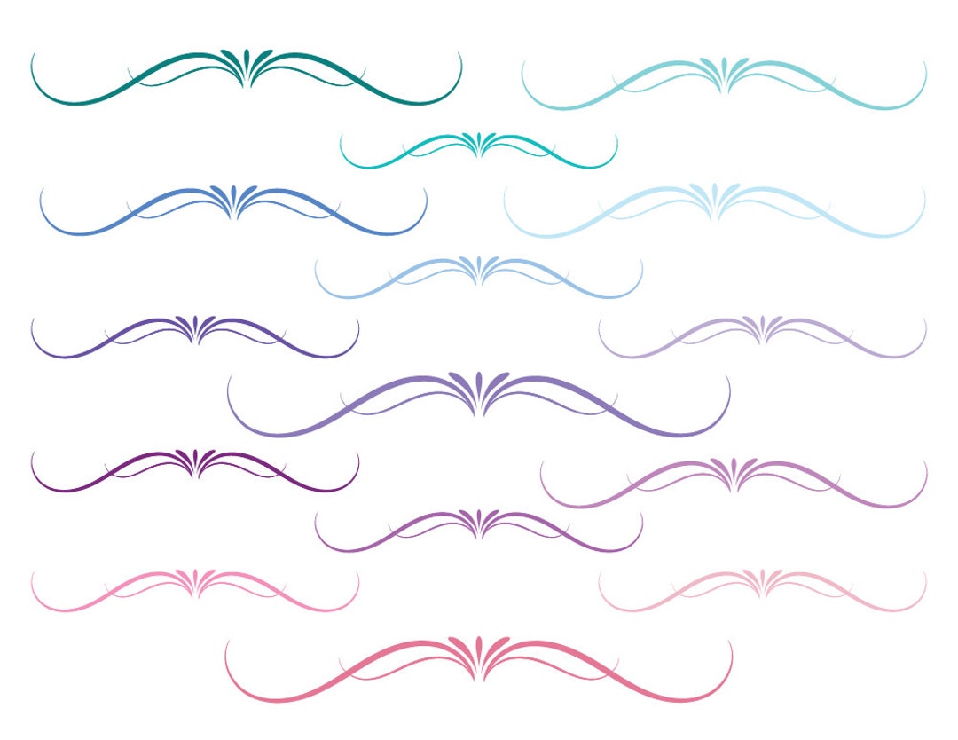 Flourish Divider Clip Art, Swirl Divider, Swirl Clipart Dividers