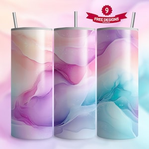 Watercolor Abstract Tumbler Wrap: Marbled Alcohol Ink Design (Digital PNG)
