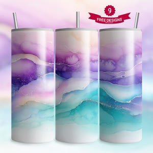 Abstract Watercolor Waves Digital Tumbler Wrap Sublimation PNG, Marble Alcohol Ink 20oz Skinny Tumbler wrap, DIGITAL ONLY