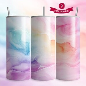 Watercolor Marble Tumbler Wrap: Abstract Pastel Design (Digital Download)
