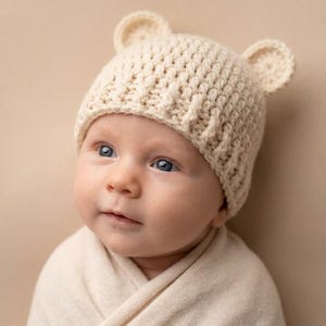 Easy bear hat pattern, Newborn to 10 Years Sizes, Crochet baby hat pattern, Winter hat pattern, Easy Crochet PDF Pattern, Crochet Hat image 7