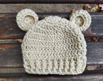 Easy Baby Bear Crochet Hat Pattern - Bear Hat PDF Pattern - Bear Beanie Crochet Pattern - Newborn to 12 months - Crochet Baby Bear Hat