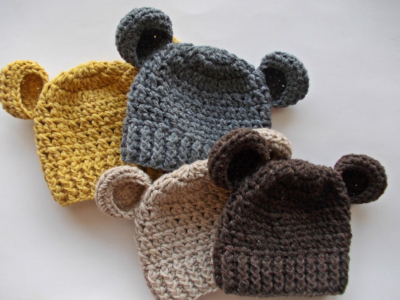 Wool Baby Bear Hats Adorable Baby Bear Beanies for Warmth and Cuteness Crochet baby bear hats Cozy baby bear beanies image 7