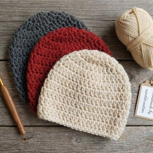 10 Sizes Basic Hat Crochet Pattern - Easy Crochet Beanie PDF Pattern - Simple Hat Pattern - Preemie to Adult Sizes - Beginner Hat Pattern