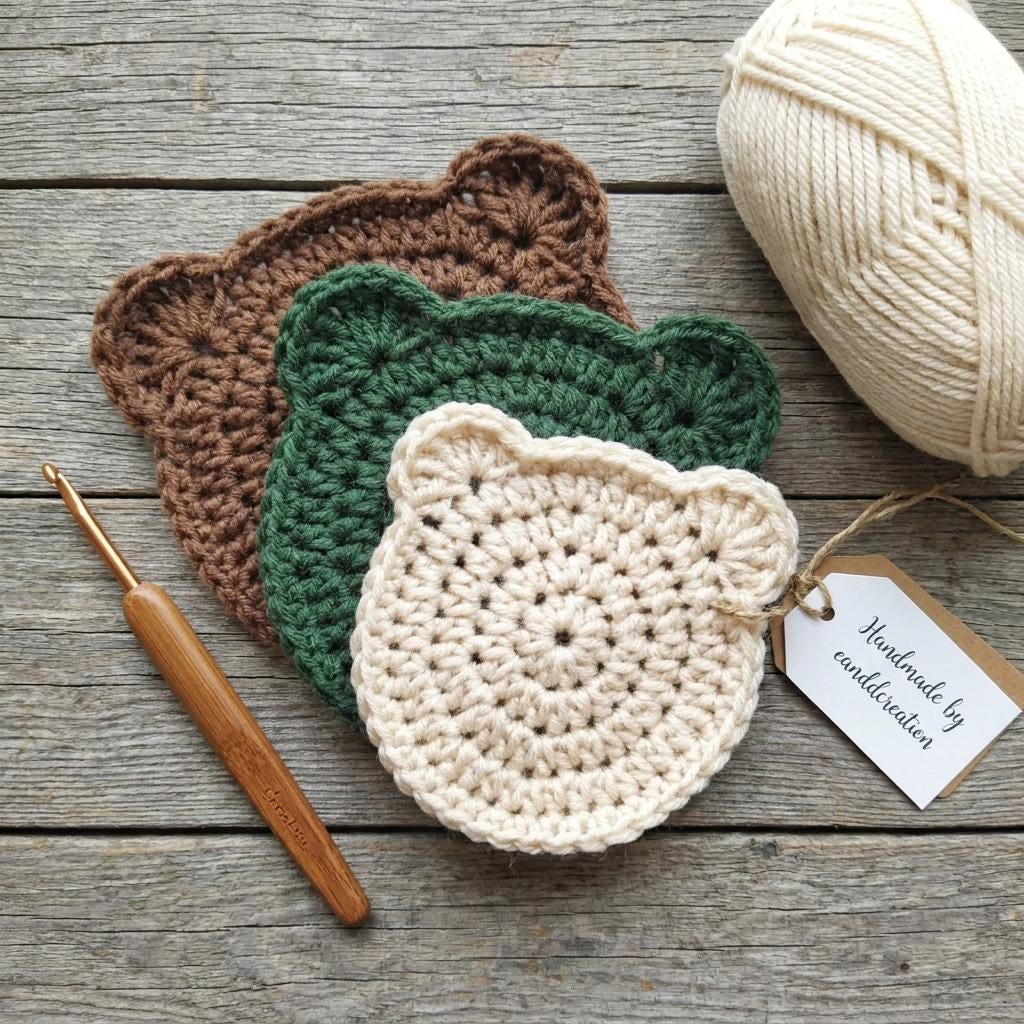 Bear Coaster Crochet Pattern: 3 Sizes (PDF Pattern) - Etsy