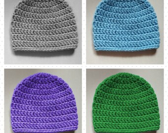 9 Sizes Crochet Hat PATTERN, Newborn to Adult, Basic Hat PDF Pattern, Easy Beanie Pattern, Simple Crochet Hat Pattern, Easy Crochet Hat