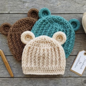 Molde para Gorro de Urso de Crochê - Tamanhos de Recém-Nascido a Adulto - Molde para Gorro de Urso - Molde Fácil para Gorro de Urso de Crochê - Molde em PDF para Gorro de Crochê - 8 Tamanhos
