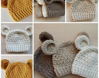 Handcrafted Crochet Wool Bear Hats - Bear Ears Baby Hats Collection - Handmade Crochet Baby Bear Beanies