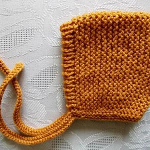 Handcrafted Knit Baby Pixie Bonnet in Mustard Mustard Pixie Bonnet for Babies image 6