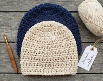 Patrón de gorro de crochet de 7 tamaños (descarga instantánea), patrón PDF de gorro de crochet fácil, patrón básico de gorro de crochet, patrón de gorro de varios tamaños