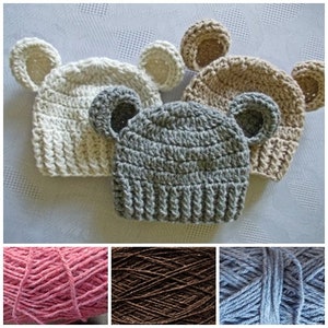 Handcrafted Crochet Wool Bear Hats - Baby Bear Hats in Various Colors - Handmade Crochet Baby Bear Beanies