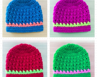 Easy crochet baby hat pattern, 4 sizes, Simple hat pattern, Baby beanie crochet PDF pattern, Crochet baby hat, Easy baby beanie