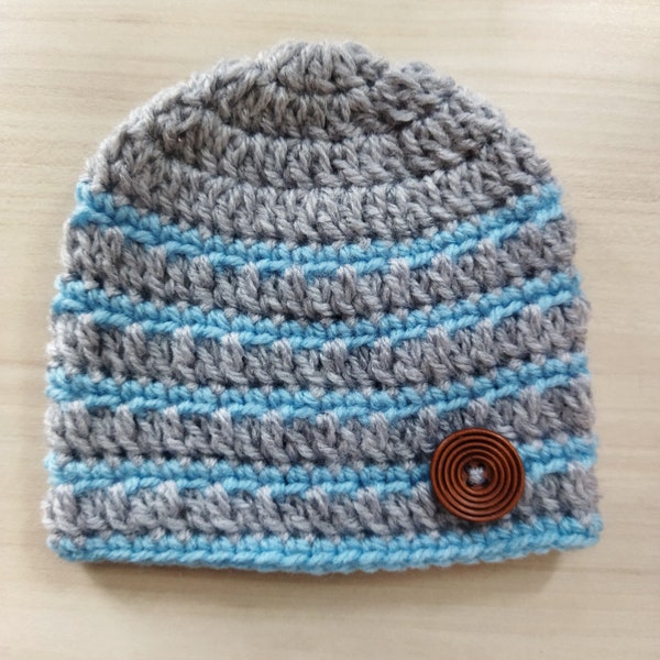 Easy Hat Crochet Pattern - Crochet Beanie PDF Pattern - 3 Sizes - Crochet Baby Hat Pattern - Simple Crochet Hat - Striped Hat PDF Pattern