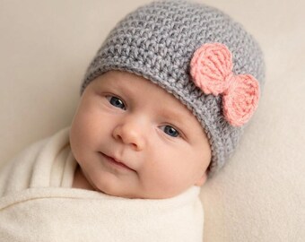 Baby Girl Crochet Hat Pattern with Bow (PDF Pattern)