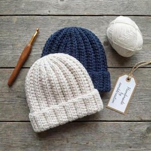 Easy Ribbed Crochet Hat Pattern – 8 Sizes (PDF Download)