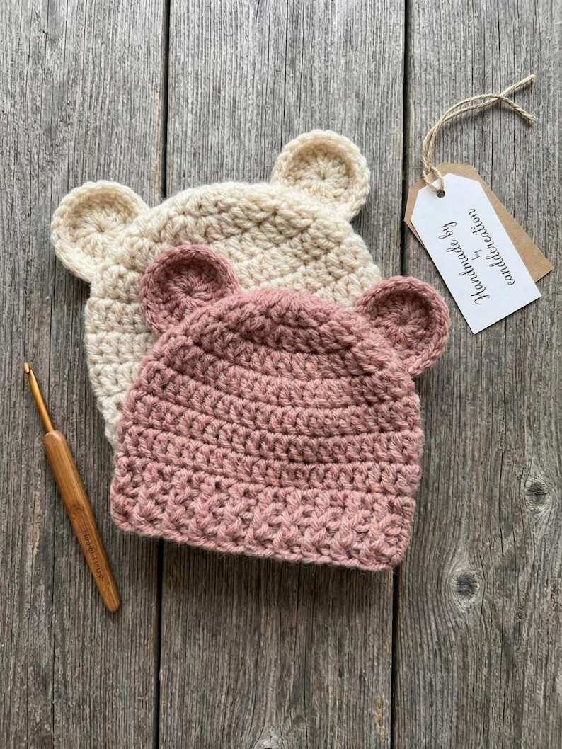 Easy bear hat pattern, Newborn to 10 Years Sizes, Crochet baby hat pattern, Winter hat pattern, Easy Crochet PDF Pattern, Crochet Hat image 8