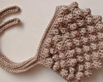 Crochet Bobble Pixie Bonnet - Handmade Baby Bonnet - Crochet Baby Pixie Hat