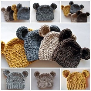 Wool Baby Bear Hats Adorable Baby Bear Beanies for Warmth and Cuteness Crochet baby bear hats Cozy baby bear beanies image 1