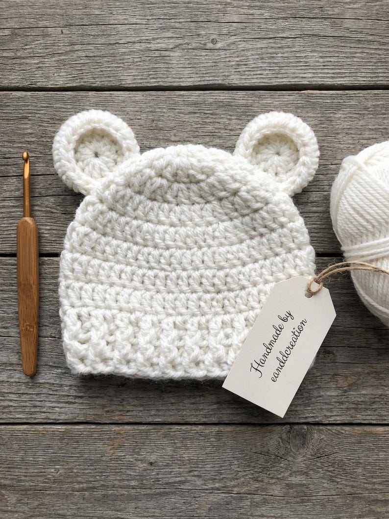 Easy bear hat pattern, Newborn to 10 Years Sizes, Crochet baby hat pattern, Winter hat pattern, Easy Crochet PDF Pattern, Crochet Hat image 6