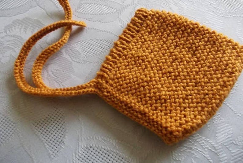 Handcrafted Knit Baby Pixie Bonnet in Mustard Mustard Pixie Bonnet for Babies image 4