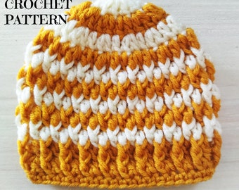 Crochet Hat Pattern - Newborn To 12 Months - Baby Beanie Crochet Pattern - 4 Sizes - Easy Crochet Hat Pattern - Simple Baby Hat PDF Pattern