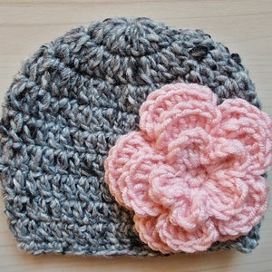 Handcrafted Crochet Wool Baby Girl Hat with a Floral Touch Crochet Wool Baby Hat with Delicate Flower Accent image 1