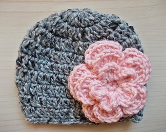 Handcrafted Crochet Wool Baby Girl Hat with a Floral Touch - Crochet Wool Baby Hat with Delicate Flower Accent